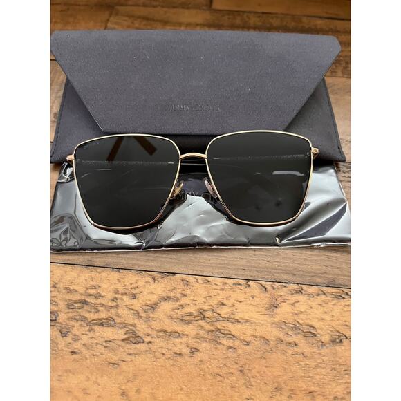 JIMMY CHOO EYEWEAR Crystal-Embellished Square Gold Frame Sunglasses NEW - Picture 1 of 9